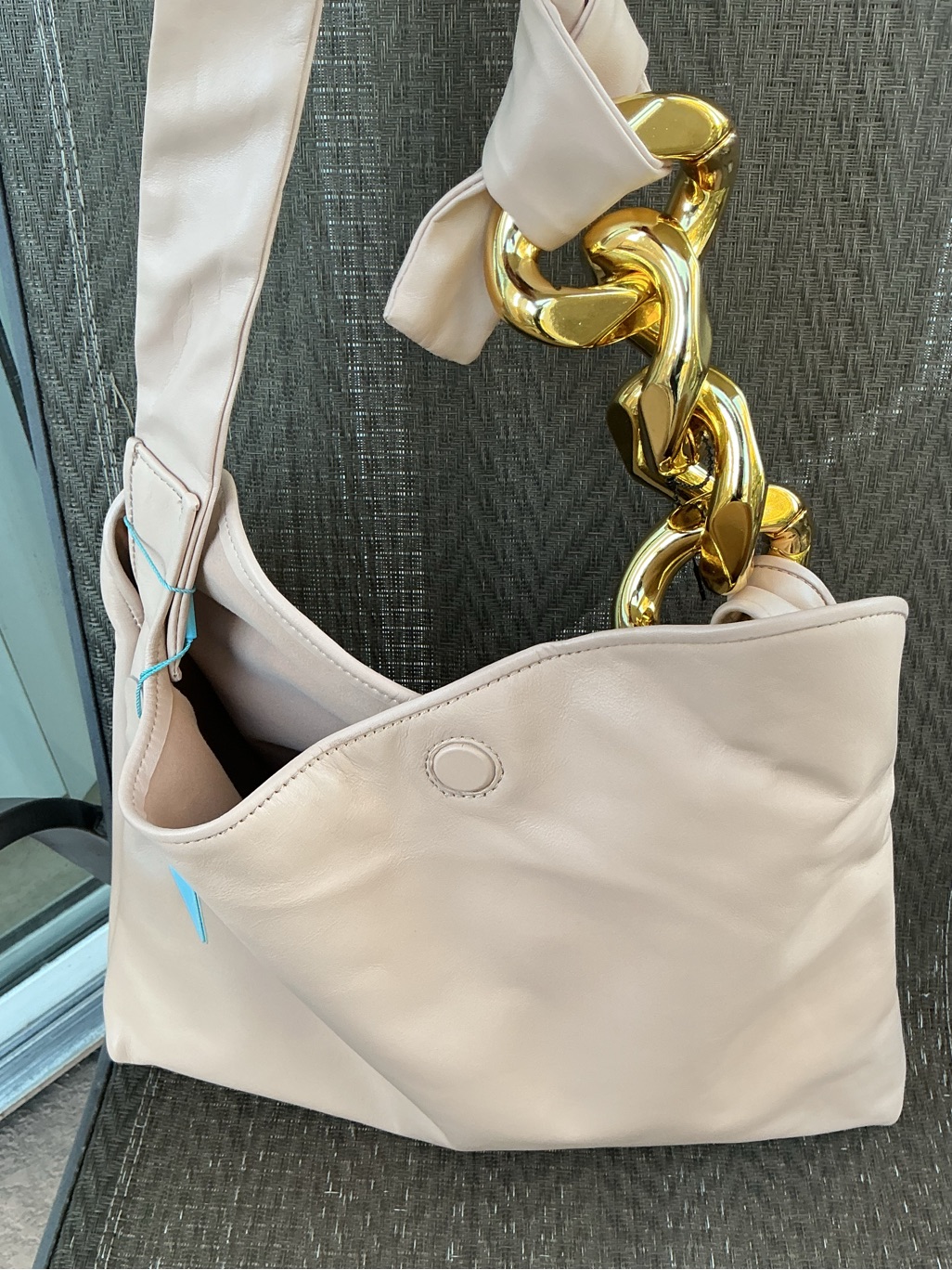 Tiffany & Fred Paris Blush Leather Golden Chain Hobo Shoulder Bag — image 2 of 8